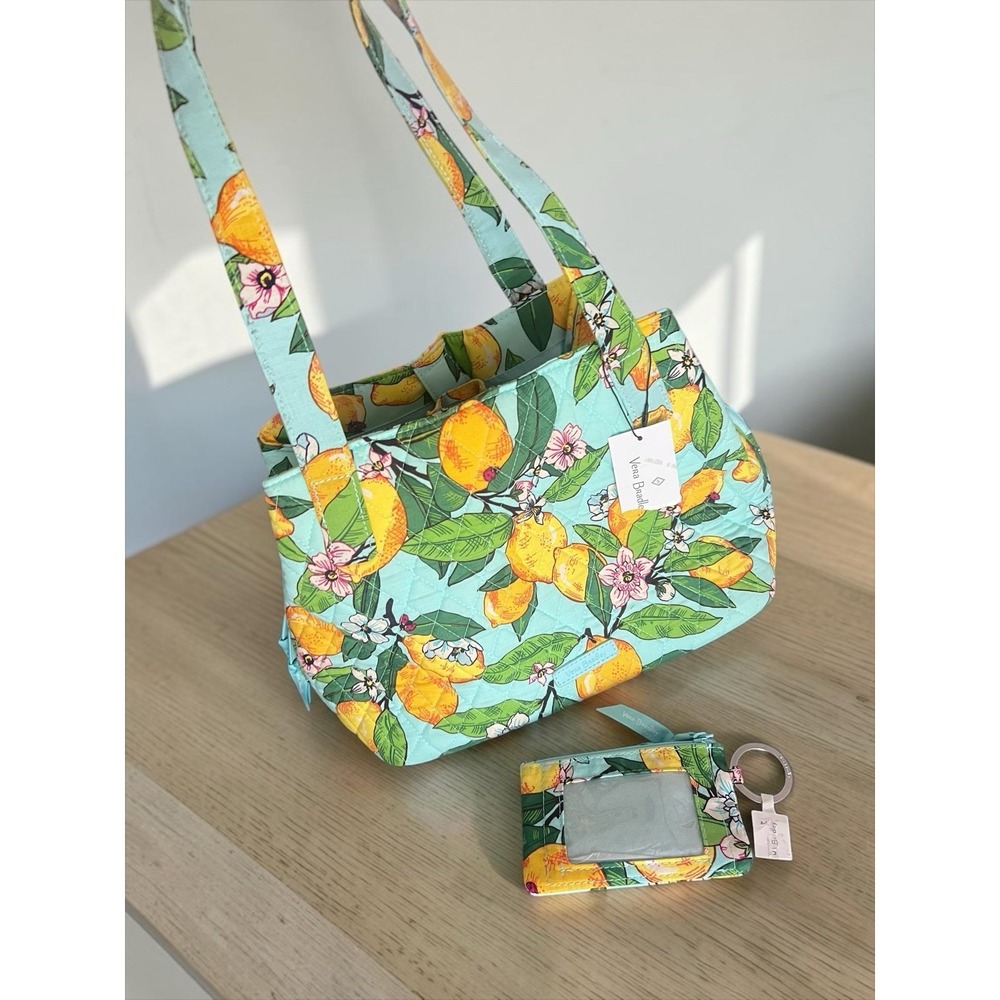 Vera Bradley Lemon Grove Triple Compartment Shoulder Bag & Zip ID Case NWT